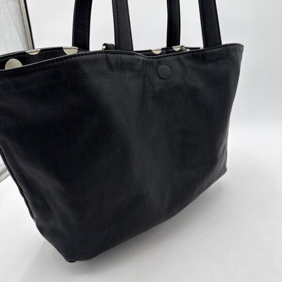 Betsey Johnson Large Black White Polka Dotted Tote Bag Reversible - Picture 10 of 13